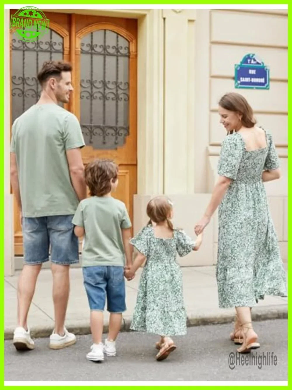Ditsy Floral Beach Vacation Photo Dresses and T-Shirts Matching Sets